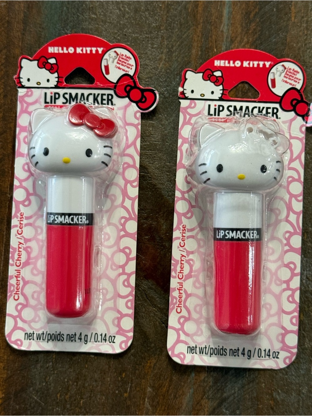Lip Smacker x Hello Kitty Cheerful Cherry Lippy Pal Lip Balm Set 2 NIB